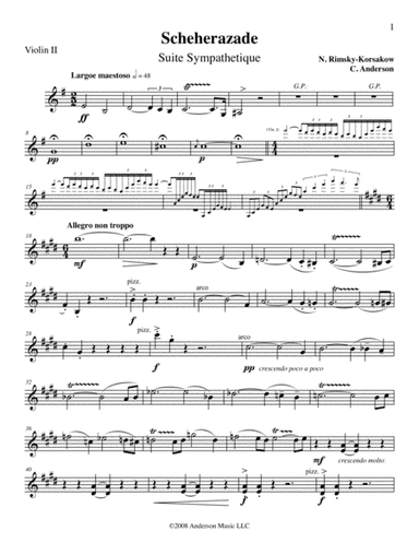 Scheherazade arranged for flute, harp and string quintet - Violin 2 Part (arr. Catherine and David Anderson)