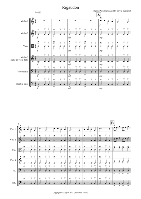 Rigaudon by Purcell for String Orchestra (arr. David Burndrett)