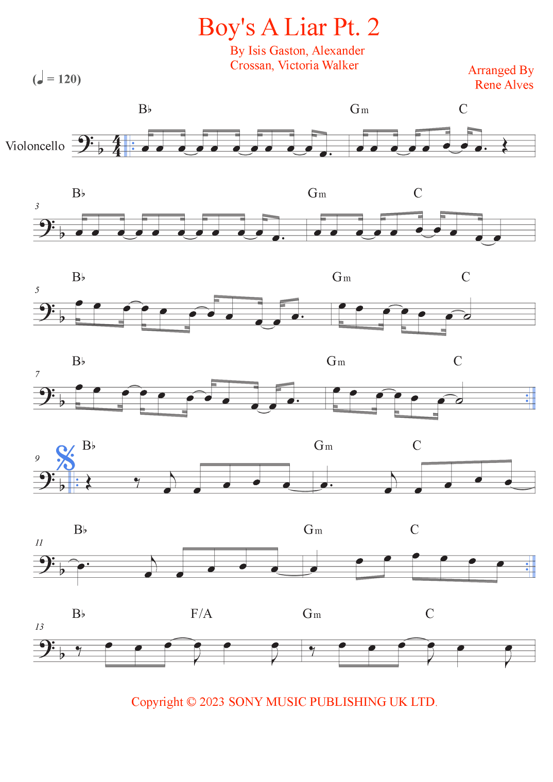 Boy's A Liar Pt. 2 (arr. Rene Alves)