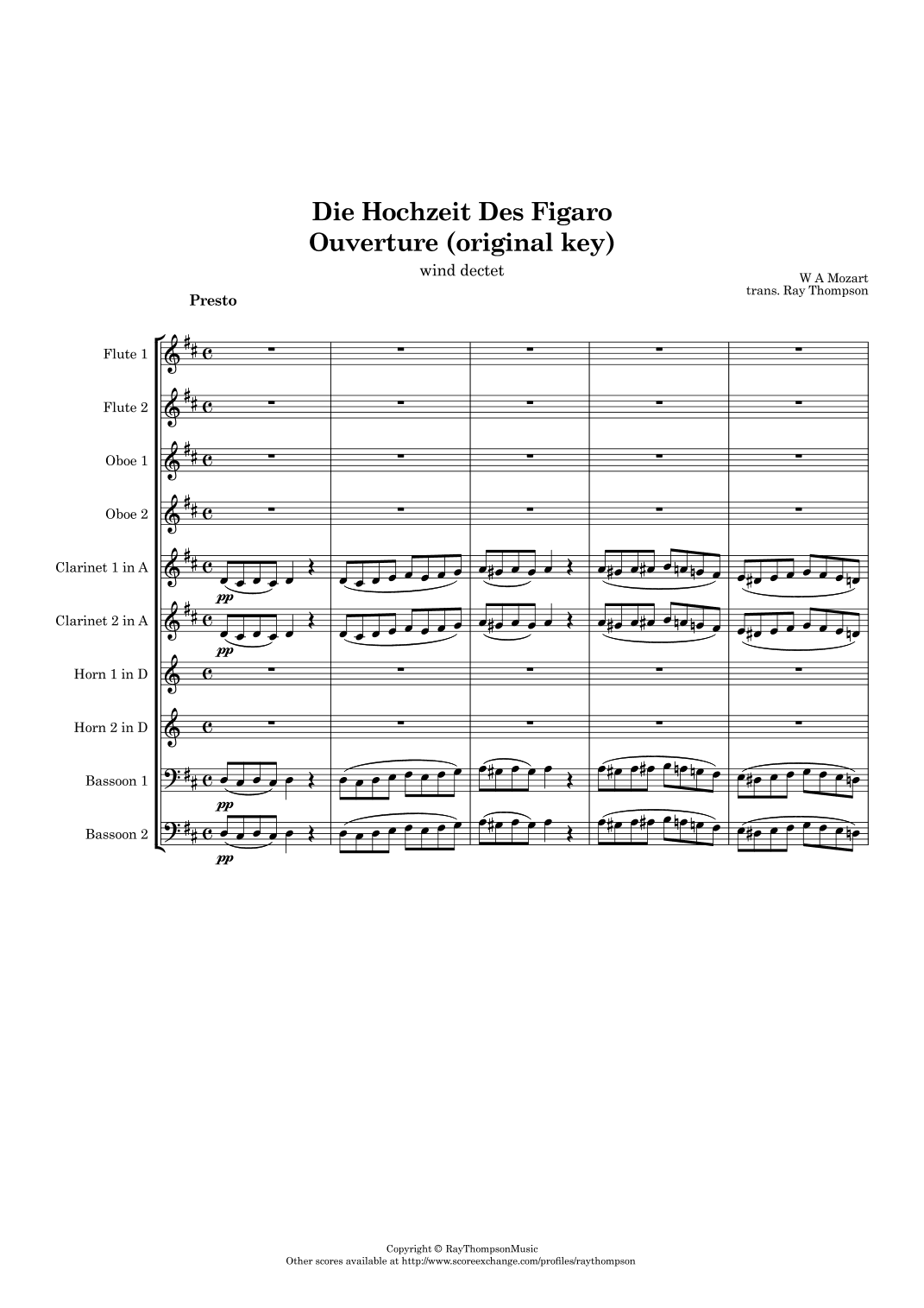 Mozart: Le nozze di Figaro (The Marriage of Figaro) Overture K492 (orig key) - wind dectet (arr. Ray Thompson)