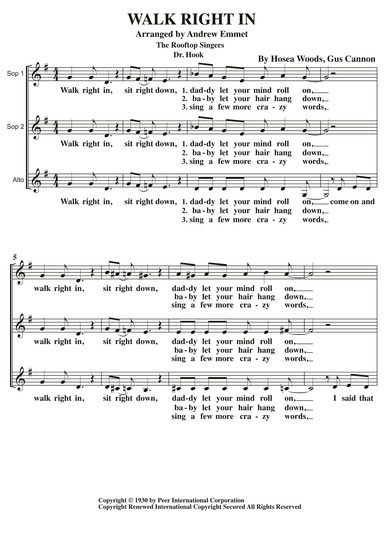 Walk Right In (arr. Andrew Emmet)