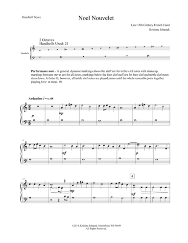 Noel Nouvelet (2 octave handbells, tone chimes or hand chimes) (arr. Kristine Johanek)