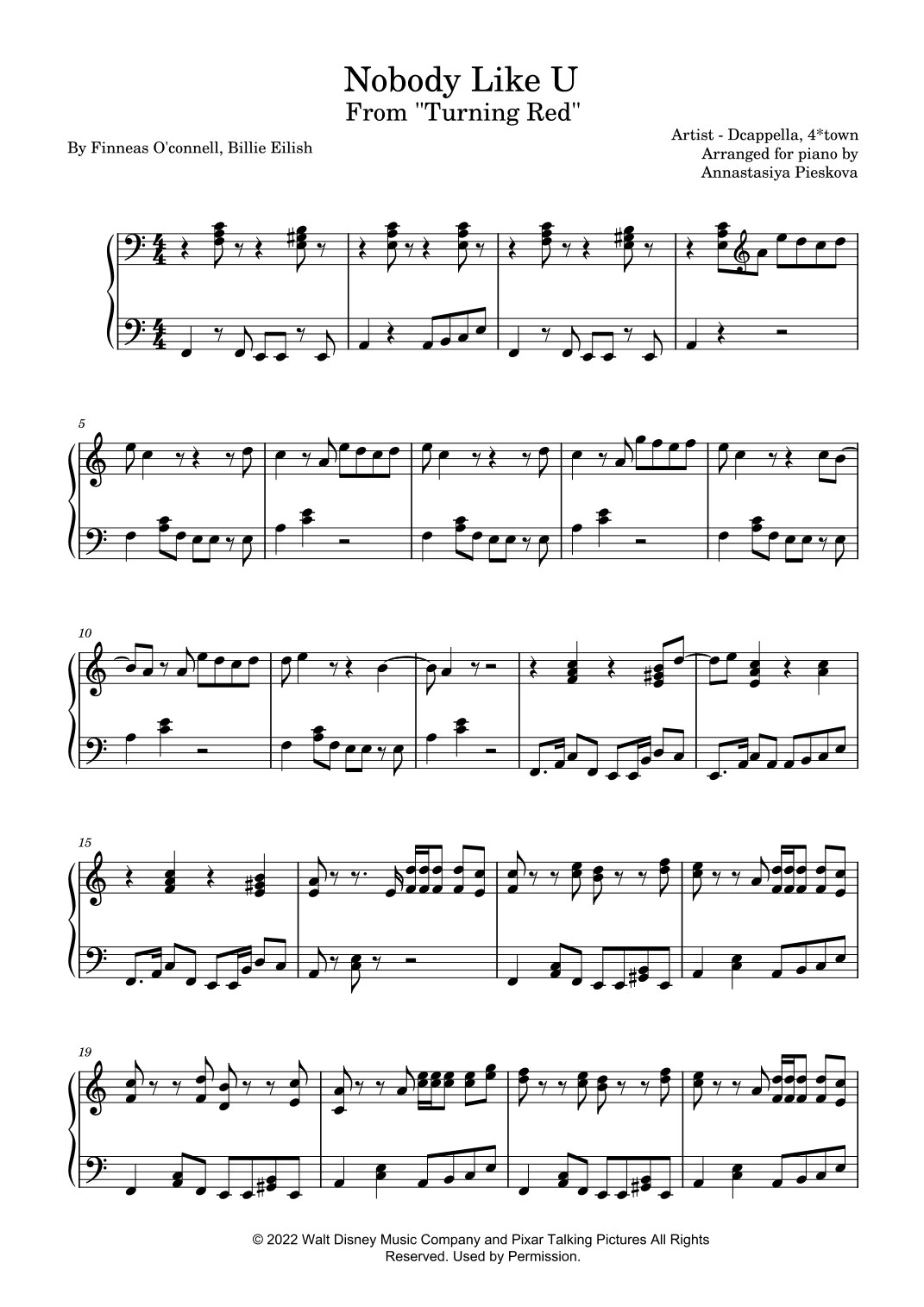 Nobody Like U (arr. Annastasiya Pieskova)