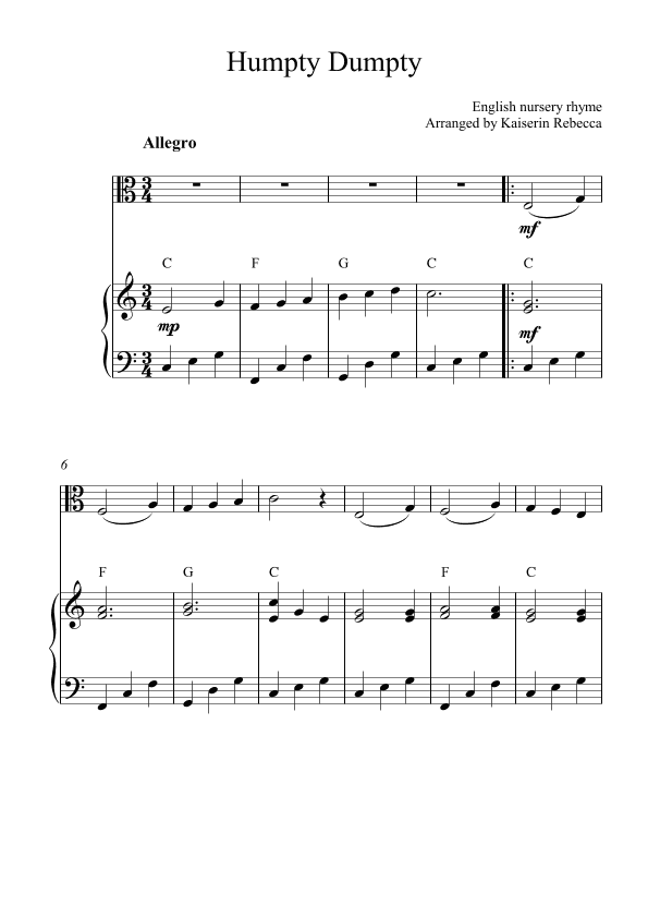 Humpty Dumpty (arr. Kaiserin Rebecca)