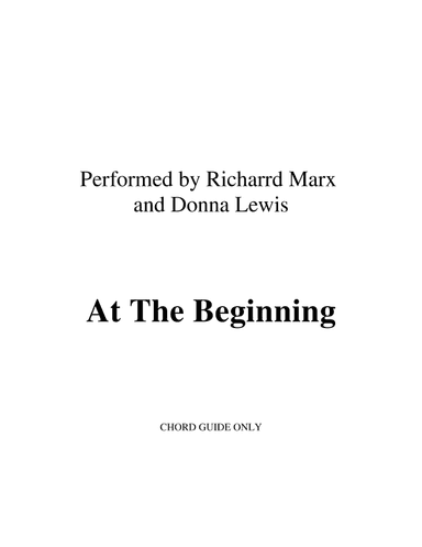 At The Beginning (arr. RWM)
