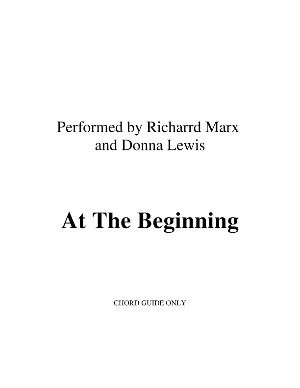 At The Beginning (arr. RWM)