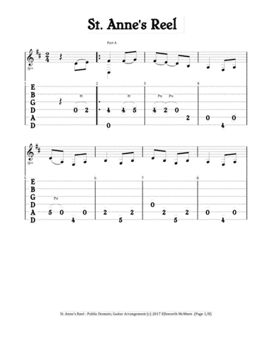 St. Anne's Reel (For Fingerstyle Guitar Tuned Drop D) (arr. Ellsworth McMeen)