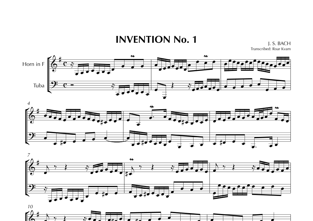 J.S. Bach: Invention No. 1 (Horn and Tuba) (arr. Roar Kvam)