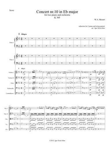 Mozart: Double Concert nr 10 for 2 Piano and Orchestra - version for 2 Pf and String Quintet (arr. Igor Sciavolino)