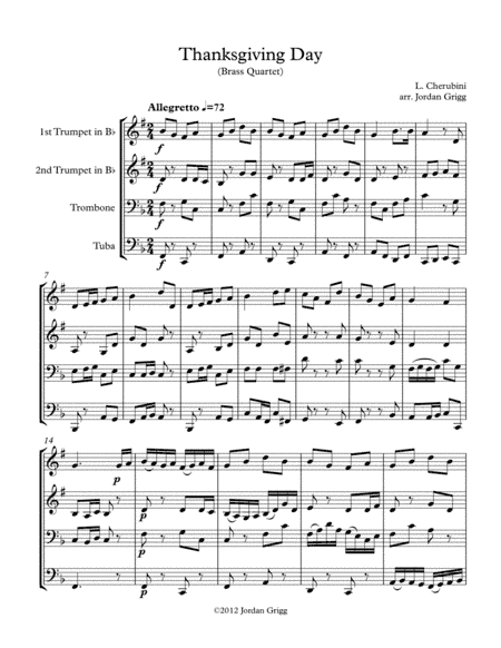 Thanksgiving Day (Brass Quartet) (arr. Jordan Grigg)