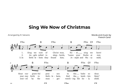 Sing We Now of Christmas (Key of F-Sharp Minor) (arr. R. Salvario)
