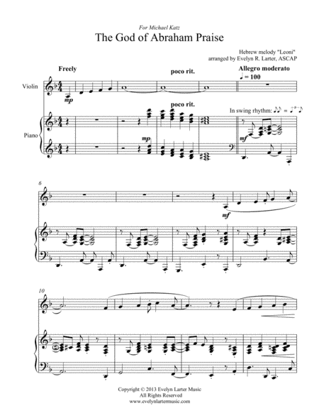 The God Of Abraham Praise (arr. Evelyn Larter Music)