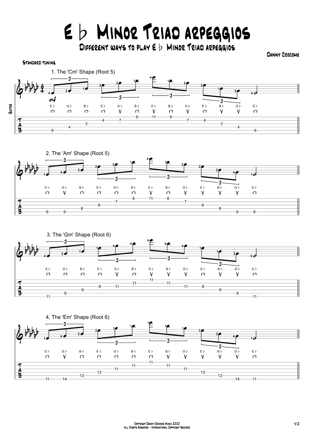 Eb Minor Triad Arpeggios (5 Ways to Play)