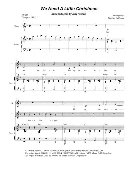 We Need A Little Christmas (arr. Stephen DeCesare)
