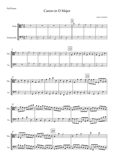 Canon (Johann Pachelbel) for Viola & Cello Duo in G Major (arr. Fabio Britto)