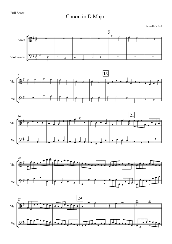 Canon (Johann Pachelbel) for Viola & Cello Duo in G Major (arr. Fabio Britto)