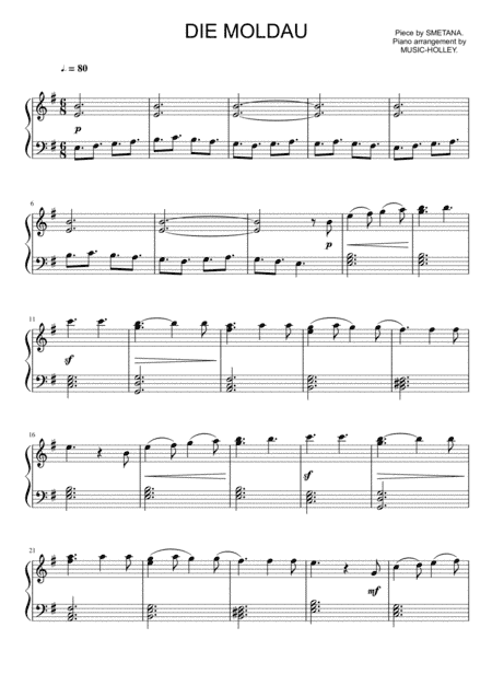 Smetana - Die Moldau (easy piano sheet) (arr. Music-holley)
