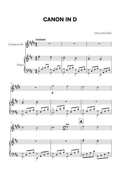 Canon in D (for Trumpet and Piano) (arr. Cadenza Editions)