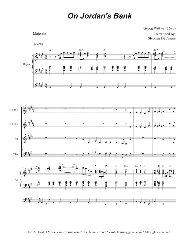 On Jordan's Bank (Brass Quartet and Organ) (arr. Stephen DeCesare)