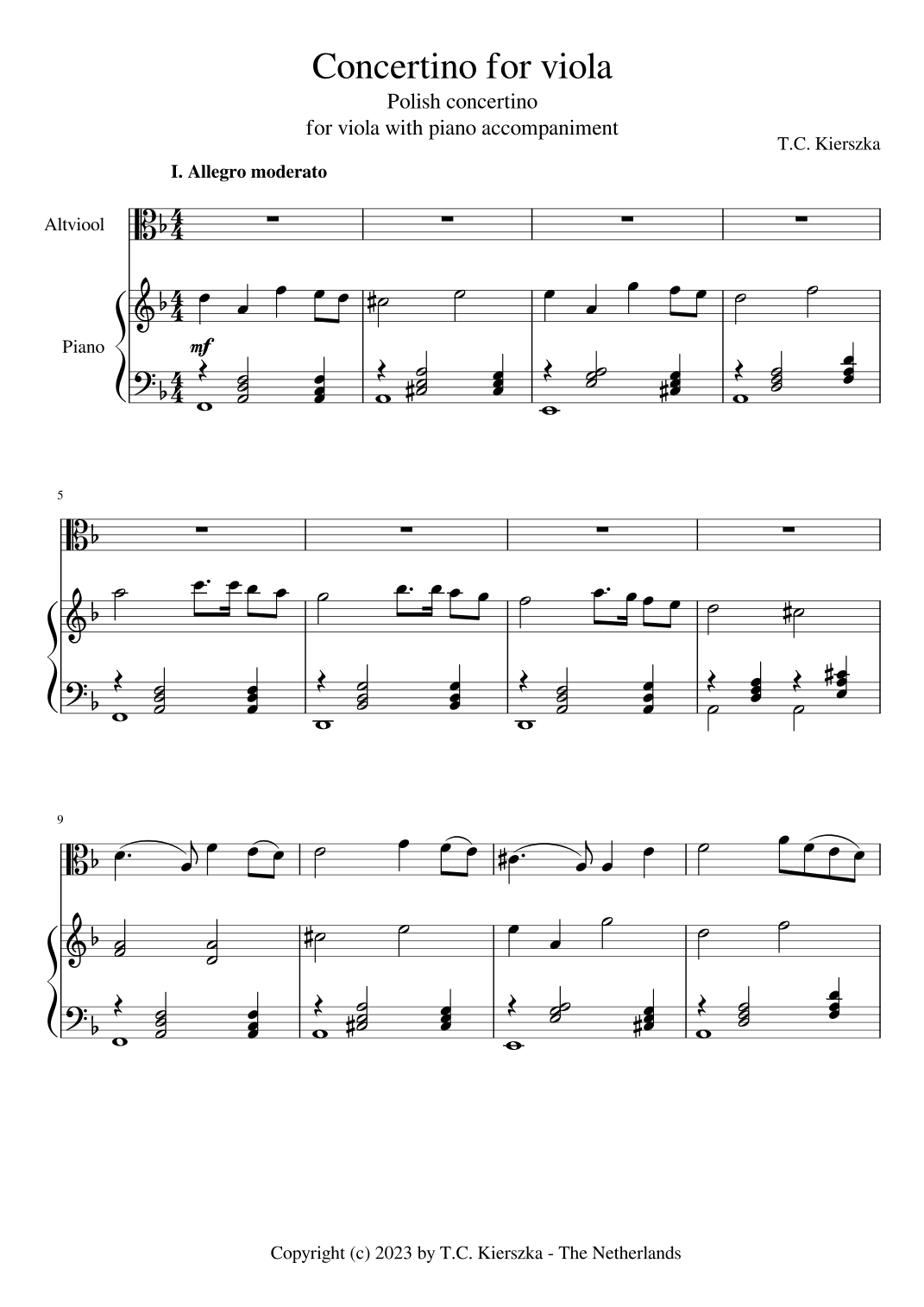 Concertino for viola (Polish concertino)