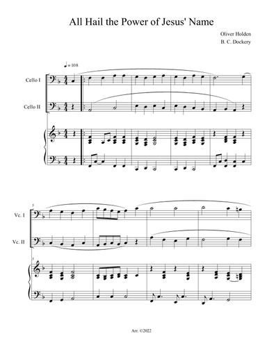 All Hail the Power of Jesus' Name (Cello Duet with Piano Accompaniment) (arr. B. C. Dockery)