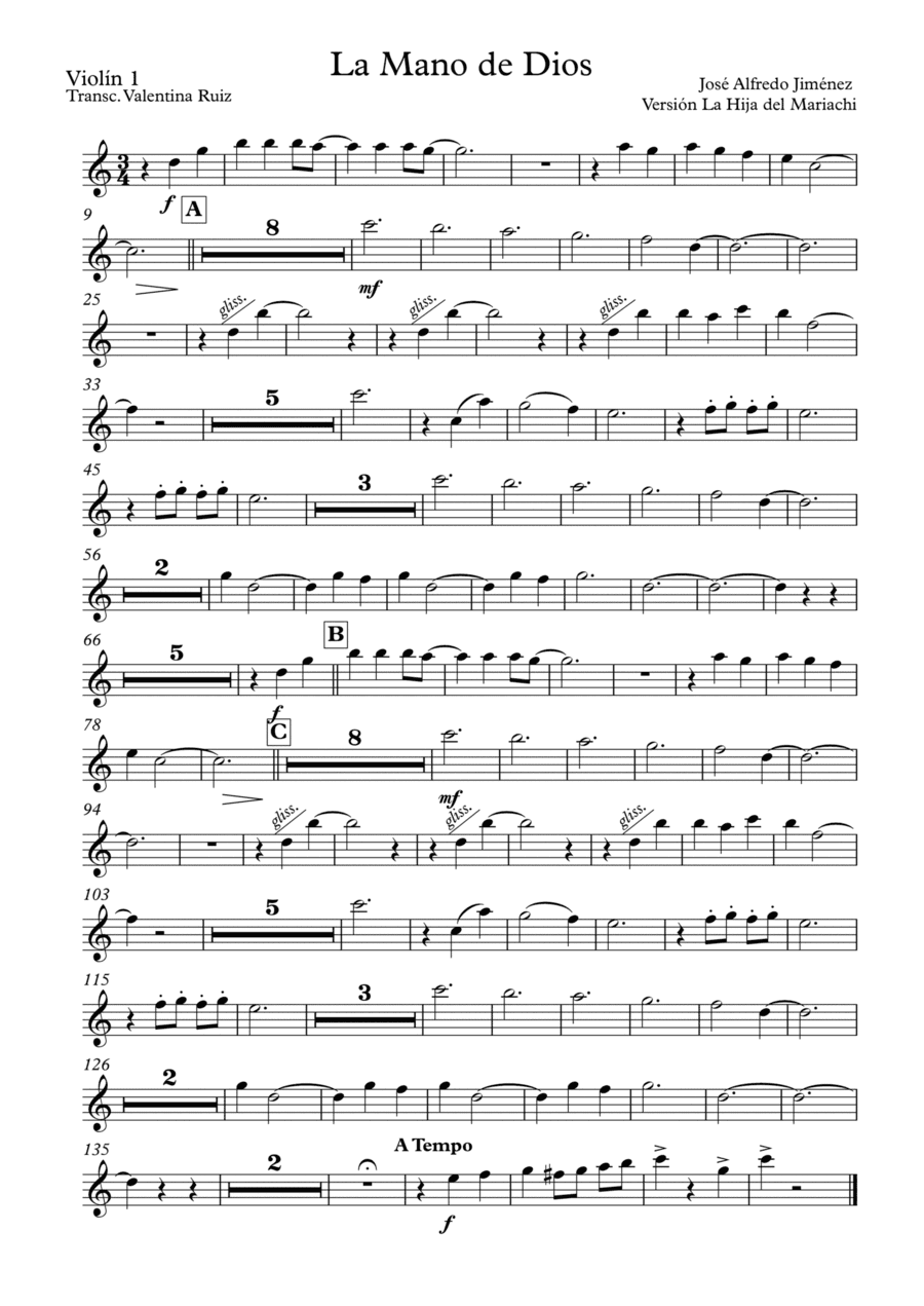 La Mano De Dios (arr. Valentina Ruiz)