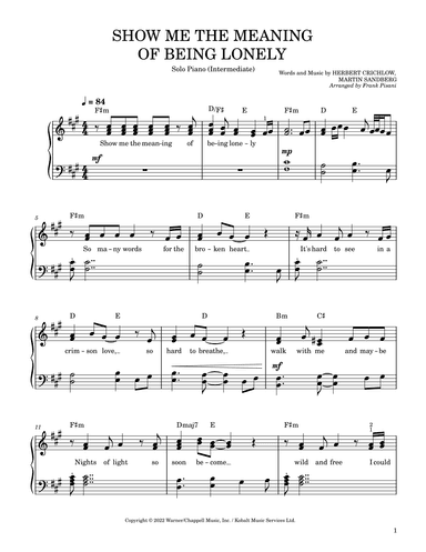 Show Me The Meaning Of Being Lonely (arr. Frank Pisani)