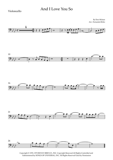 And I Love You So (arr. Fernando Britto)