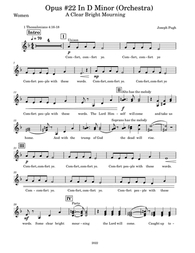 Opus#22 In D Major (A Clear Bright Mourning/Choir and Orchestra)