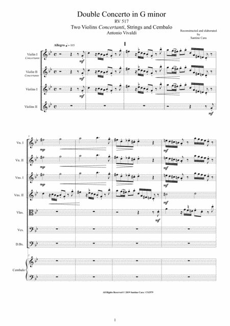 Vivaldi - Double Concerto in G minor RV 517 for Two Violins, Strings and Cembalo (arr. Santino Cara)