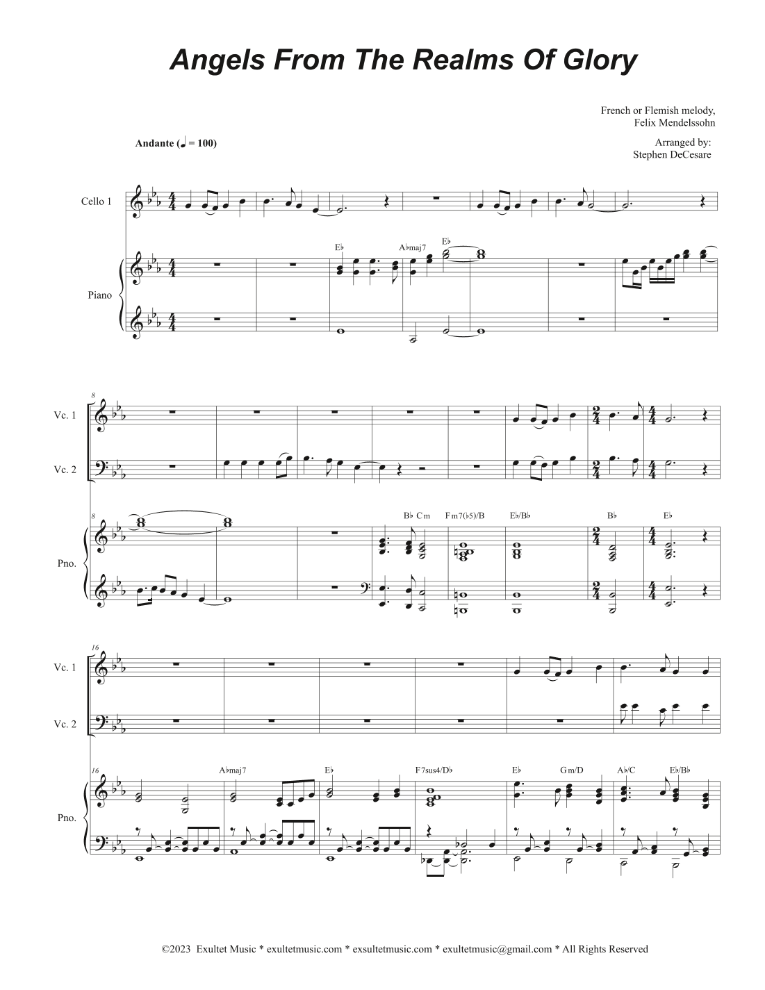 Angels From The Realms Of Glory (Cello Duet - Alternate Version) (arr. Stephen DeCesare)