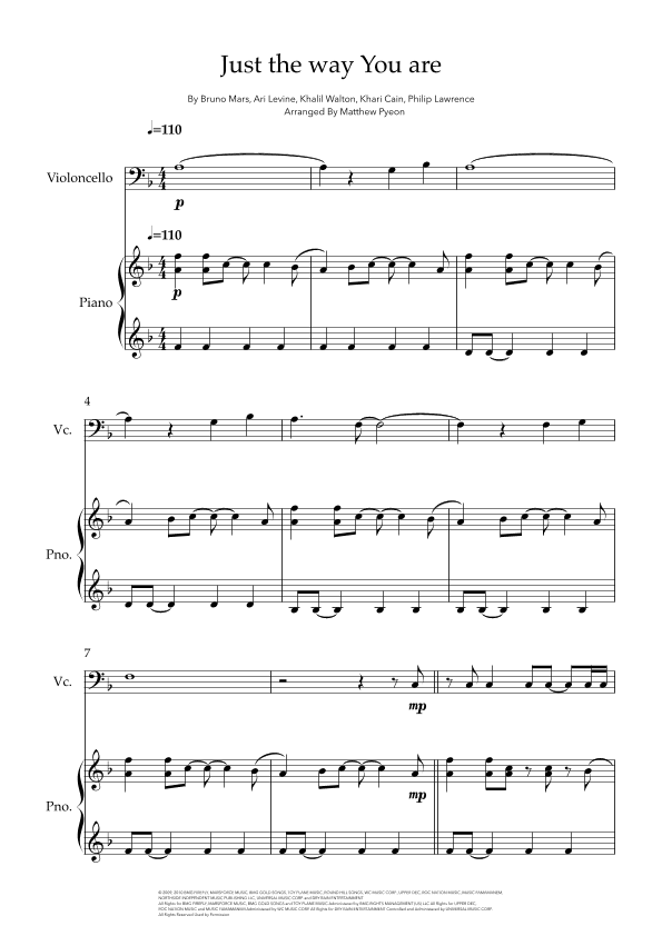 Just The Way You Are (arr. Matthew pyeon)