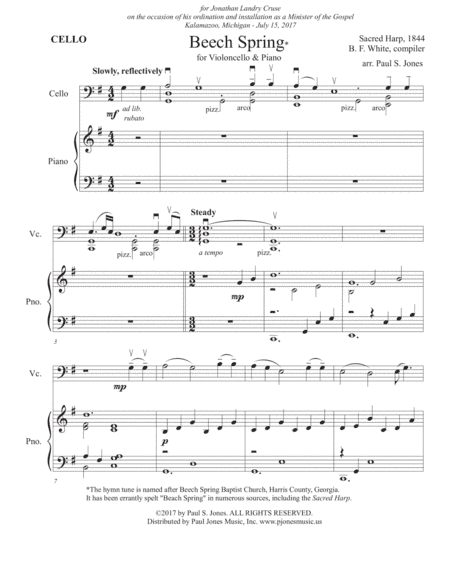 Beech Spring (Cello/Piano) (arr. Paul S. Jones)