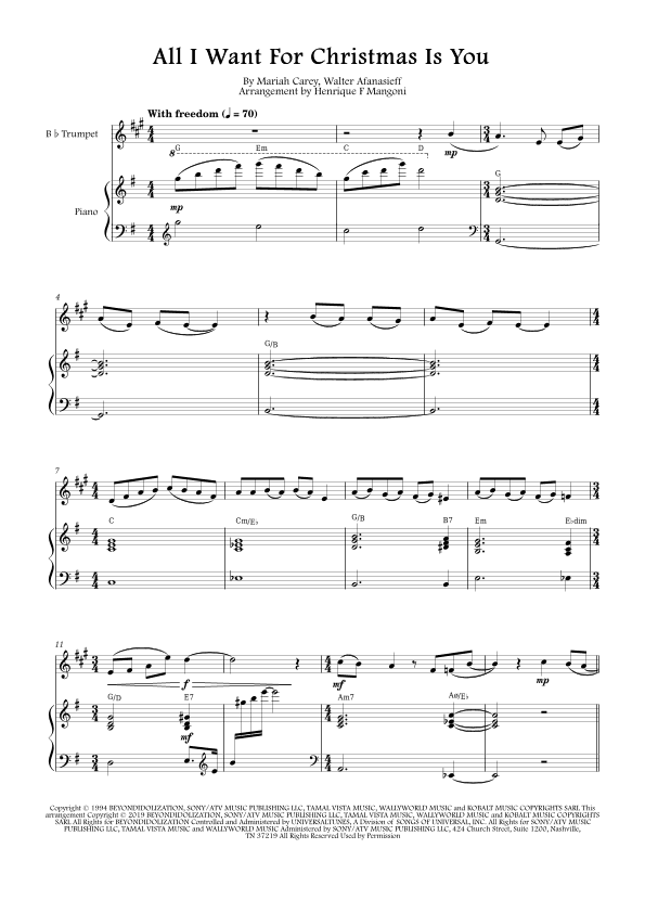 All I Want For Christmas Is You (arr. Henrique F Mangoni)