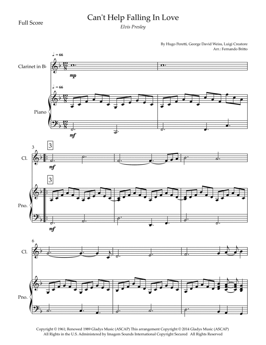 Can't Help Falling In Love (arr. Fernando Britto)