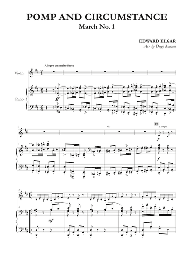 Pomp and Circumstance March No. 1 for Violin and Piano (arr. Diego Marani)