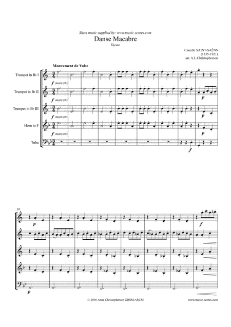 Danse Macabre - 3 Trumpets, French Horn, Tuba (arr. Anne Christopherson GRSM ARCM)