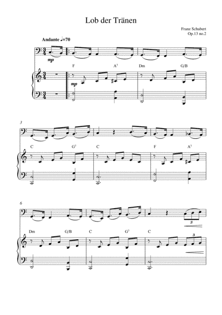 Lob der Tränen (op.13 no.2) (bassoon solo and piano accompaniment) (arr. Kaiserin Rebecca)