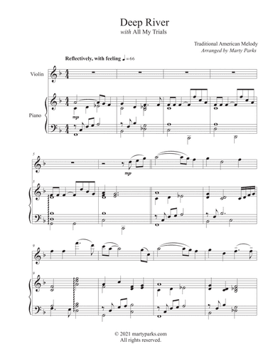 DEEP RIVER with All My Trials (Violin-Piano) (arr. Marty Parks)