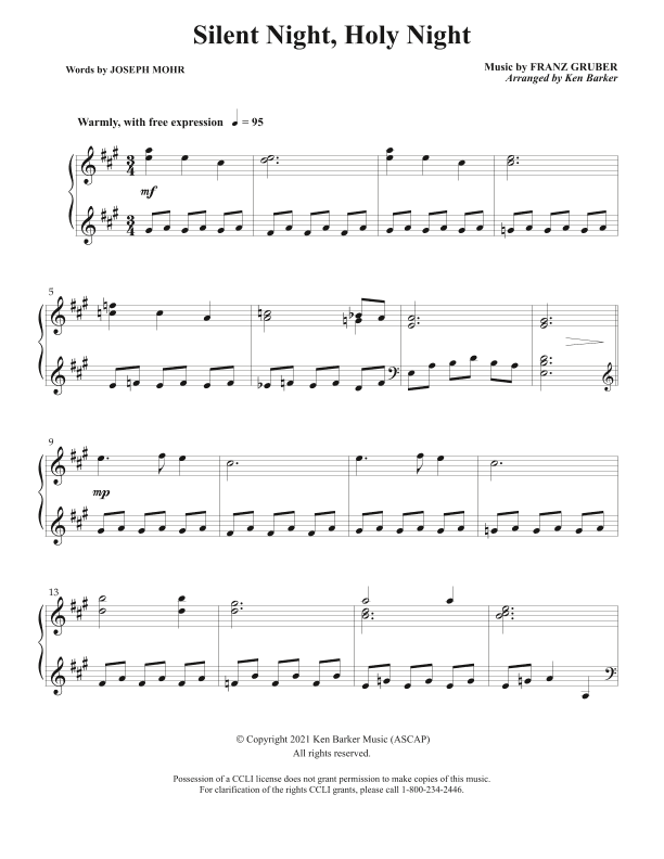Silent Night, Holy Night (arr. Ken Barker)
