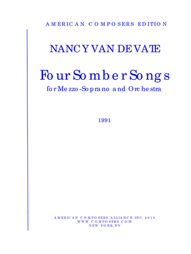[Van de Vate] Four Somber Songs