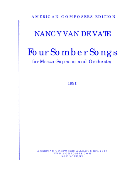 [Van de Vate] Four Somber Songs