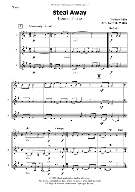 Steal Away (arr. Gert Th. Walter)