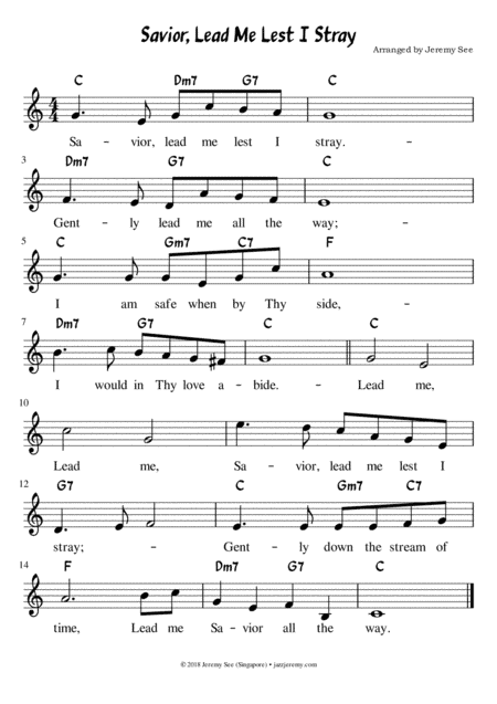 ? Savior Lead Me Lest I Stray ? Beginner ? Melody & Chord ? (arr. Jeremy See)