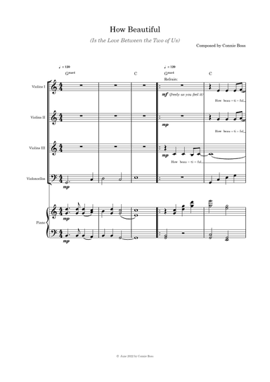 How Beautiful (Is the Love Between the Two of Us) Strings quartet (with parts) and piano