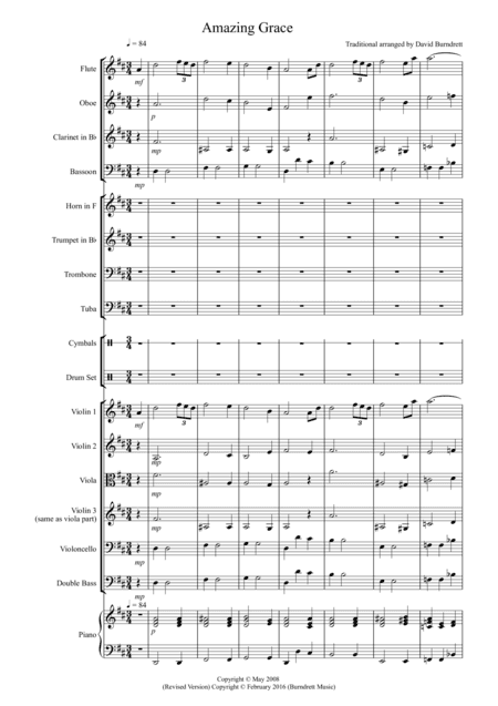 Amazing Grace for School Orchestra (arr. David Burndrett)