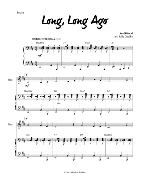 Long, Long Ago (arr. Julie Gaulke)