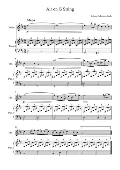 Johann Sebastian Bach - Air in G ( Piano and Violin Solo) (arr. André Laitano)