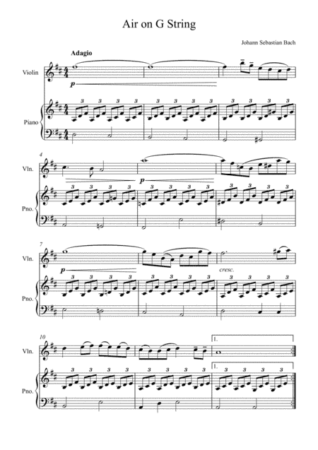 Johann Sebastian Bach - Air in G ( Piano and Violin Solo) (arr. André Laitano)
