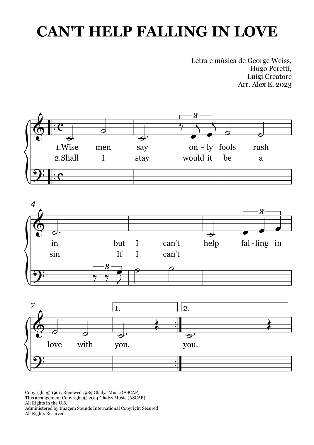 Can't Help Falling In Love (arr. Alex E.)